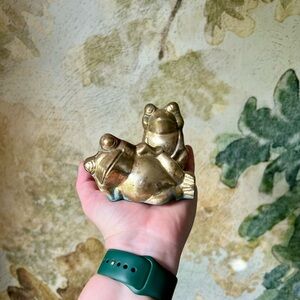 Set of Vintage Brass Frogs